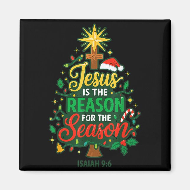 Jesus Reason Season Christian Christmas Family Pjs Magnet (Framsidan)