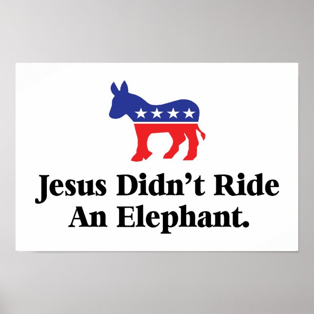 Jesus Red På En Elefant - Demokratiska Partiet Poster (Framsidan)