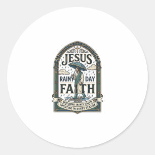 Jesus Regnig Dag Tro Jesus Regnig Dag Kristen Tro Runt Klistermärke