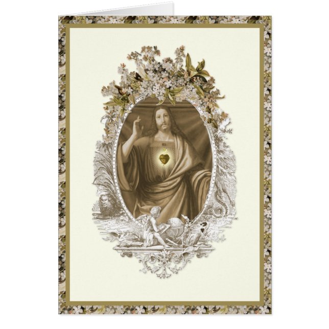 Jesus Religiösa Christian Blommigt Vintage Hälsningskort (Framsidan)