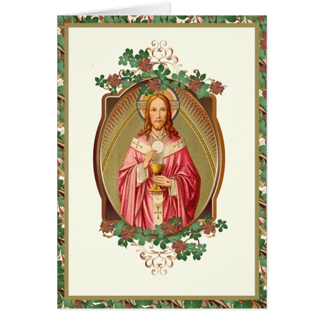 Jesus Religiösa Christian Blommigt Vintage Hälsningskort (Framsidan)