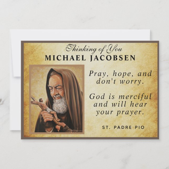 Jesus Religiösa St. Padre Pio Prayer katolsk Kort (Framsida)