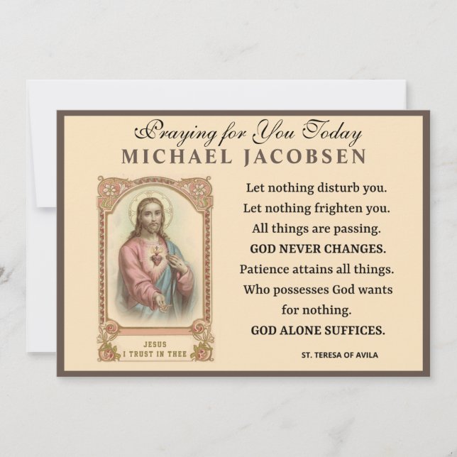 Jesus Religiösa St. Teresa of Avila Prayer Kort (Framsida)