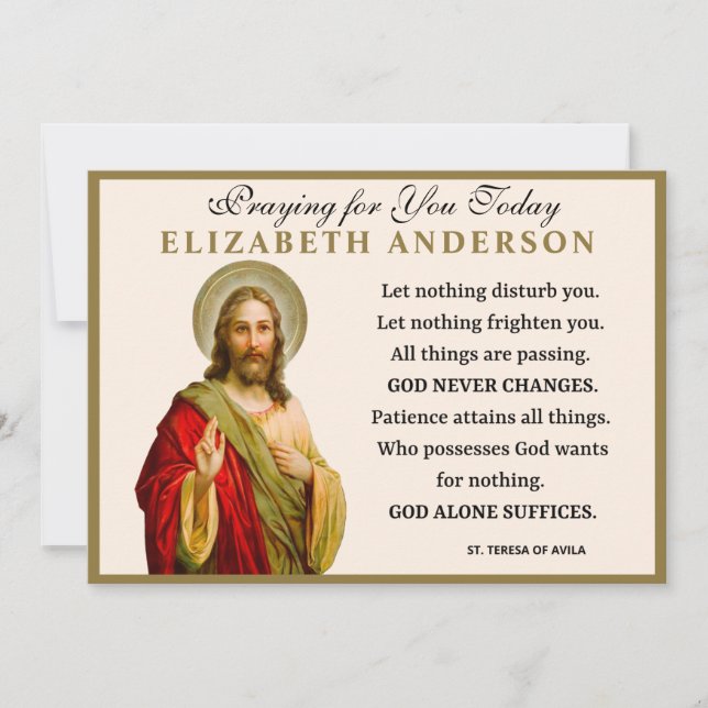 Jesus Religiösa St. Teresa of Avila Prayer Kort (Framsida)