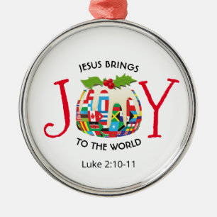 JESUS RESA TILL VÄRLDEN Christian Jul Julgransprydnad Metall