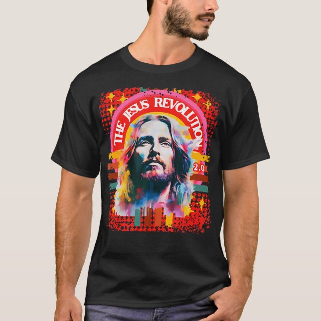 Jesus Revolution 2.0 Psykedelisk kristen T Shirt (Framsida)