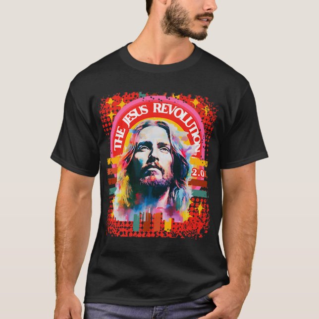 Jesus Revolution 2.0 Psykedelisk kristen T Shirt (Framsida)
