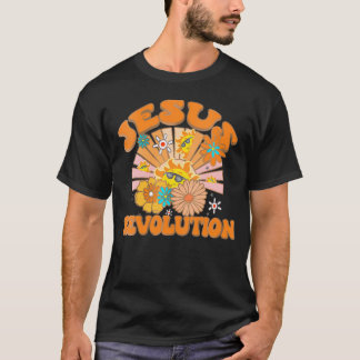 Jesus Revolution Funny Christian Groovy Boho V-Nec T Shirt