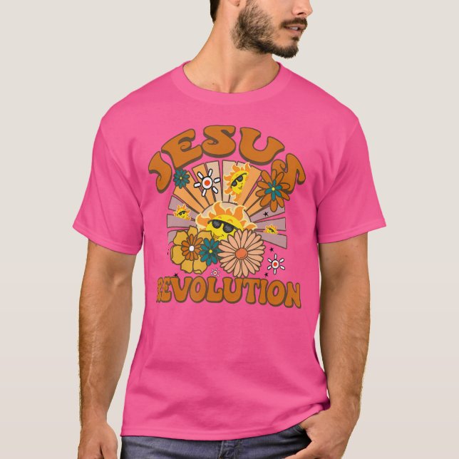 Jesus Revolution Funny Christian Retro Groovy Boho T Shirt (Framsida)