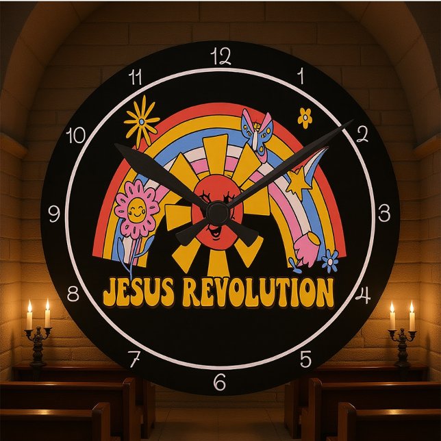 Jesus Revolution Graphic Rund Klocka (Skapare uppladdad)