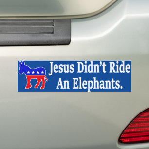 Jesus ride inte en elefantdemokratiske Donkey Bildekal