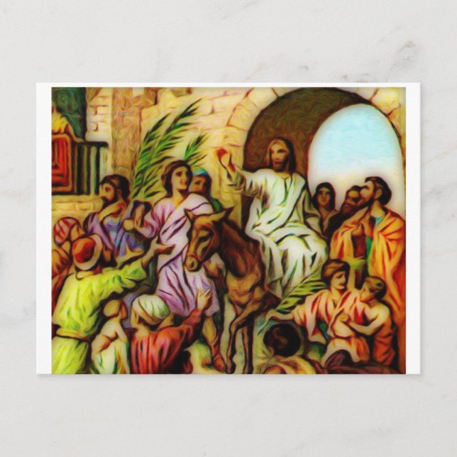 Jesus rider Donkey in i Jerusalem Vykort (Framsida)