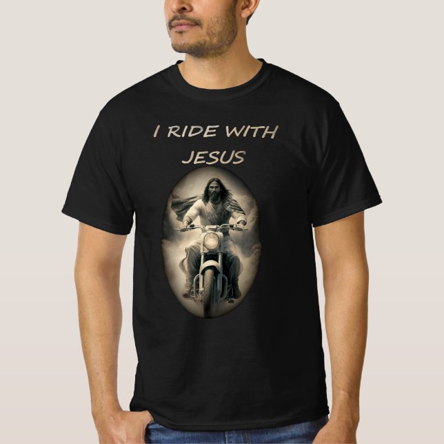 jesus rides a harley motocycle t shirt (Framsida)