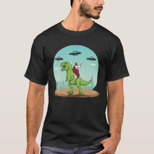 Jesus Riding A Dinosaur Funny Bigfoot UFO Alien Ab T Shirt