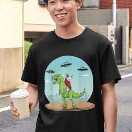 Jesus Riding A Dinosaur Funny Bigfoot UFO Alien T Shirt