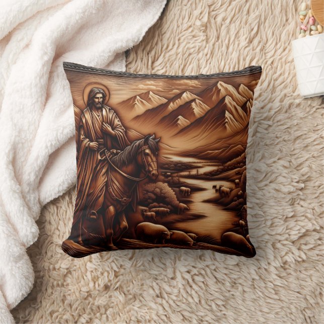 Jesus Riding a Horse genom Serenbergen Kudde (Filt)