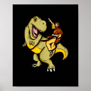 Jesus Riding A T-Rex Dinosaur Funny T-Shirt Appare Poster