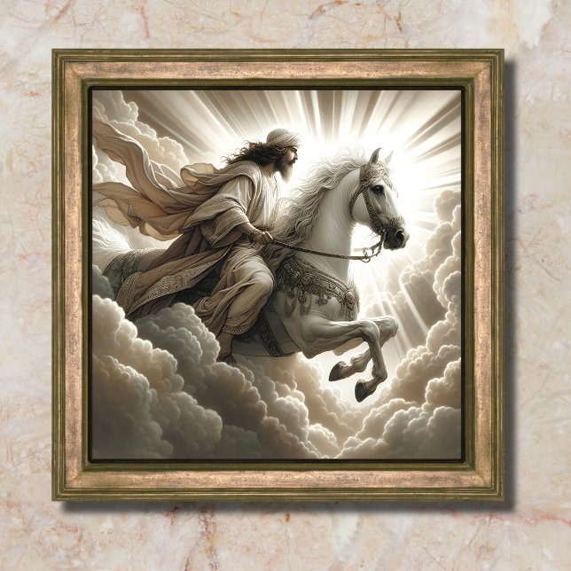 Jesus Riding a White Horse Christian Bible Art Poster (Skapare uppladdad)