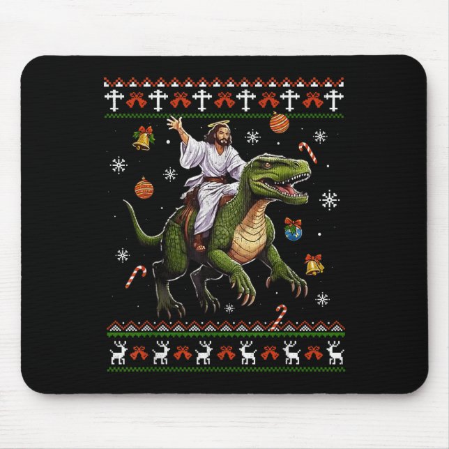 Jesus Riding Dinosaur Funny Meme Ugly Christmas Sw Musmatta (Framsidan)