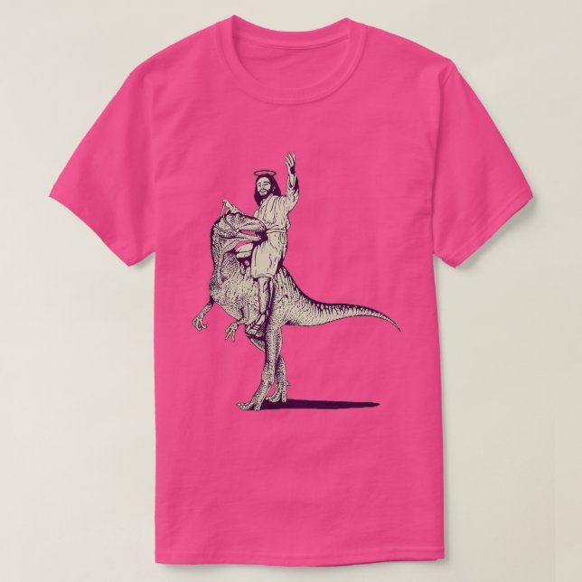 Jesus Riding Dinosaur T Shirt (Design framsida)