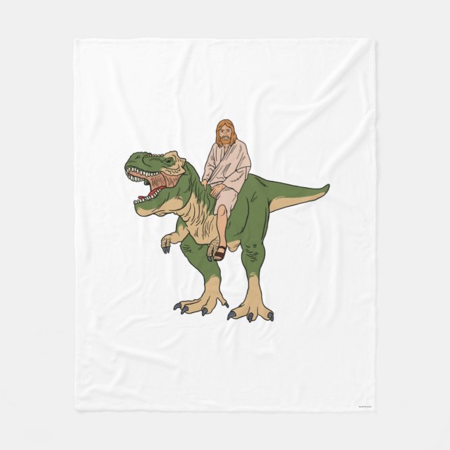 Jesus Riding T-Rex Fleecefilt (Framsidan)