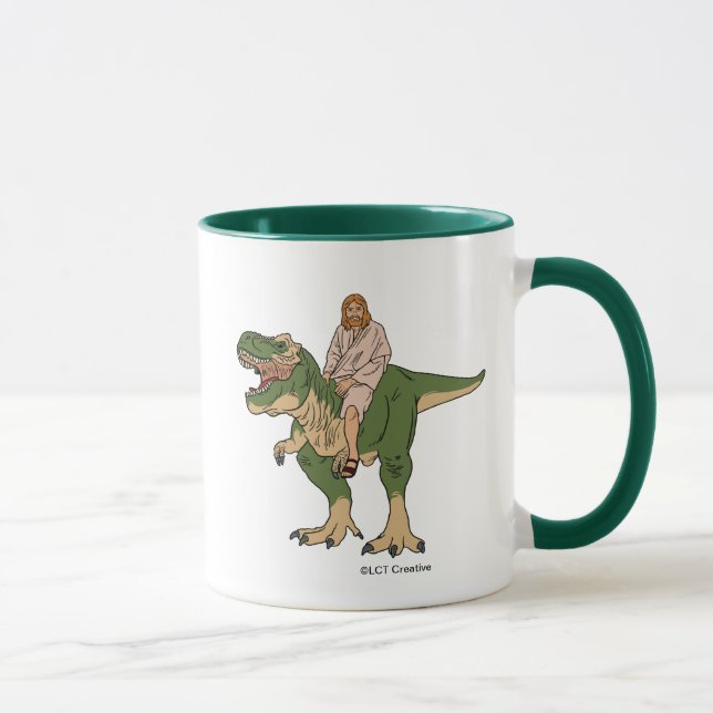 Jesus Riding T-Rex Mugg (Höger)