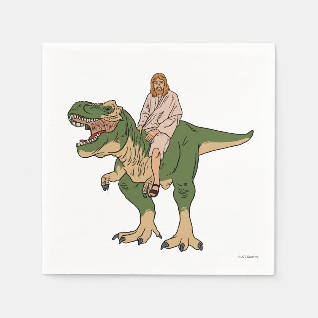 Jesus Riding T-Rex Pappersservett (Framsidan)