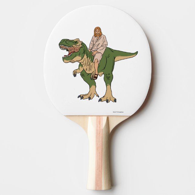 Jesus Riding T-Rex Pingisracket (Framsidan)