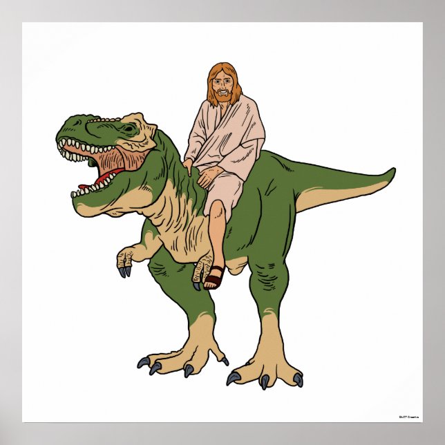 Jesus Riding T-Rex Poster (Framsidan)
