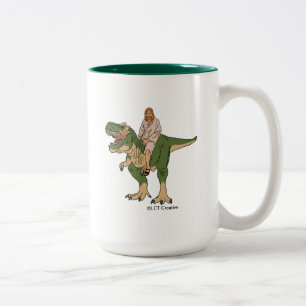 Jesus Riding T-Rex Två-Tonad Mugg