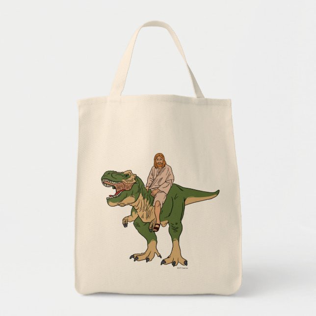 Jesus Riding T-Rex Tygkasse (Framsidan)