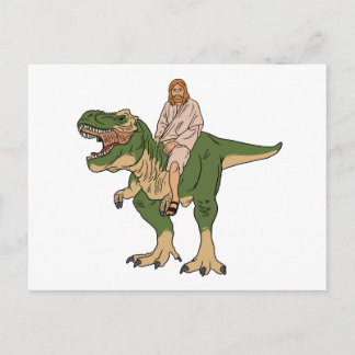 Jesus Riding T-Rex Vykort