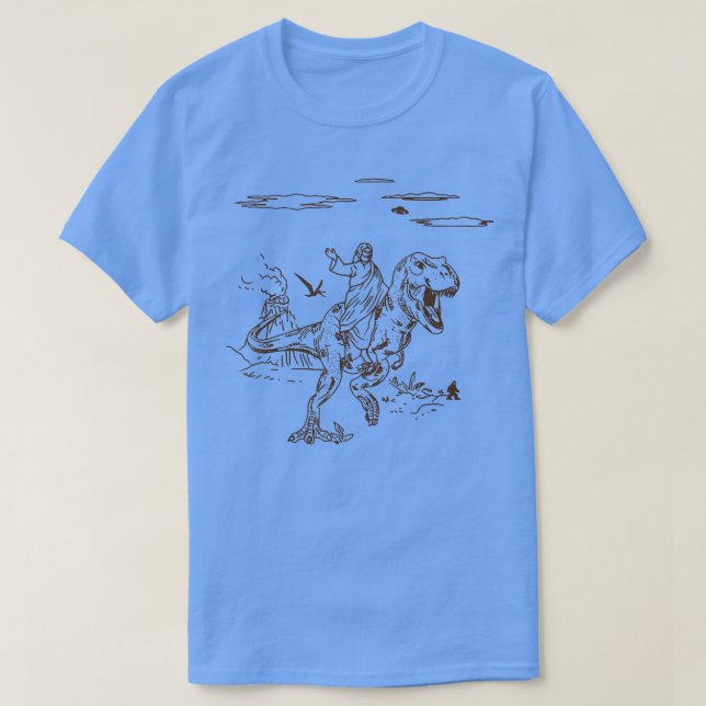 Jesus Riding TRe Dinosaur T Shirt (Design framsida)