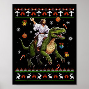 Jesus Ridning Dinosaurium Roligt Meme Fult Jul Sv Poster