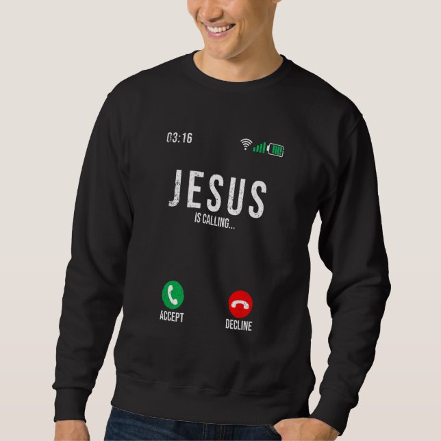 Jesus ringer - Jesus säger att jag måste gå Lång Ärmad Tröja (Framsida)