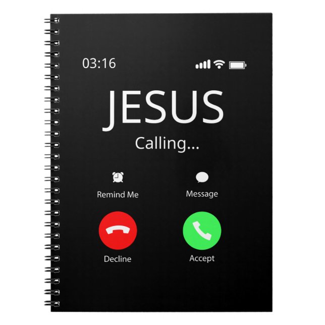Jesus ringer - kristen anteckningsbok (Framsidan)