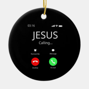 Jesus ringer - kristen julgransprydnad keramik