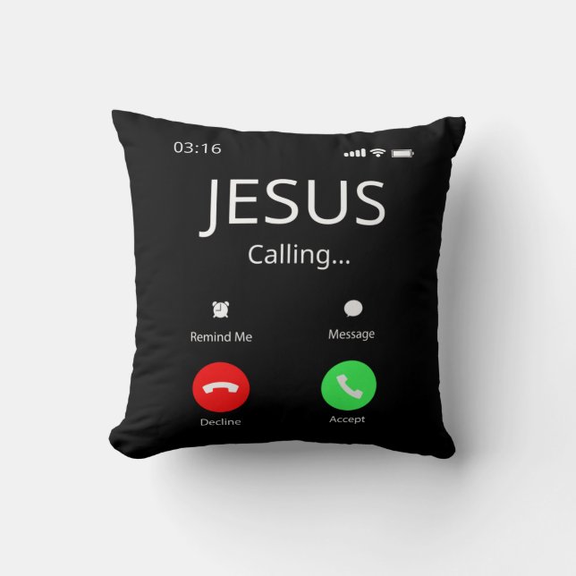 Jesus ringer - kristen kudde (Framsida)