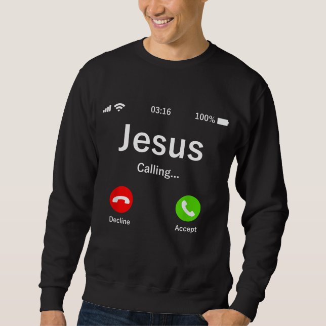Jesus ringer - kristen lång ärmad tröja (Framsida)