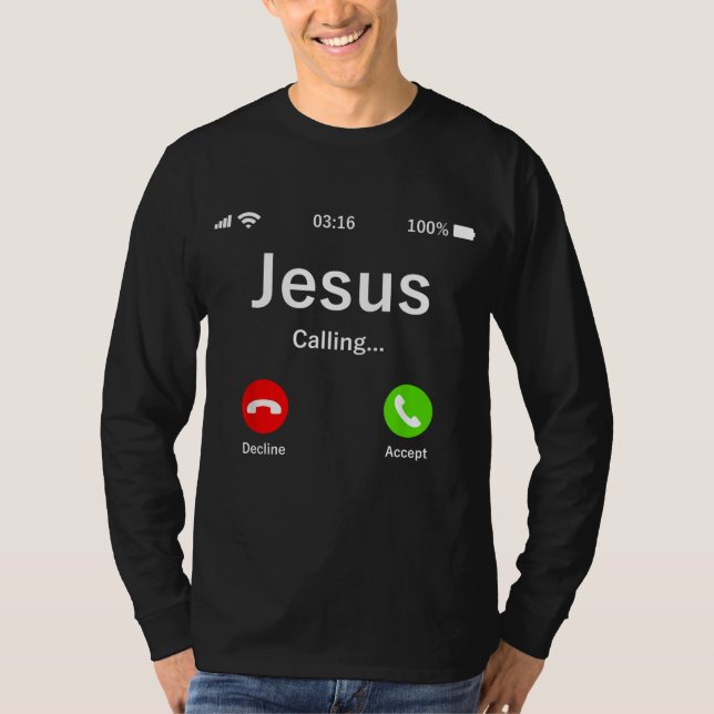 Jesus ringer - kristen t shirt (Framsida)