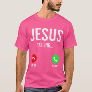 Jesus ringer Mobil Call åt Skärm Christian Des T Shirt