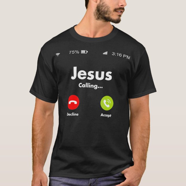 Jesus ringer på mobilcellens Mobila måste T Shirt (Framsida)