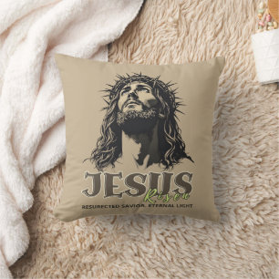 Jesus Risen - Jesus Kristus konstnärliga Beige Kudde