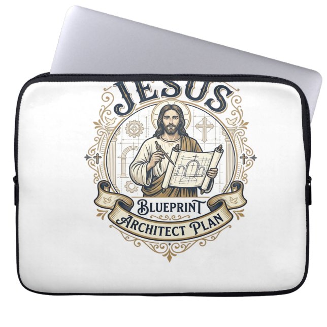 Jesus Ritning Arkitekt Plan Jesus Ritning Arkitekt Laptop Fodral (Framsidan)