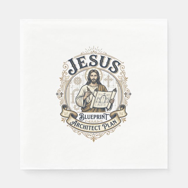 Jesus Ritning Arkitekt Plan Jesus Ritning Arkitekt Pappersservett (Framsidan)