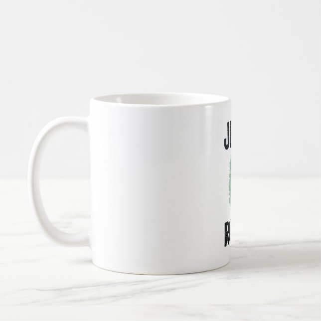 Jesus Rockar Gitarr Vintage Kristet Gravyr Des Kaffemugg (Vänster)