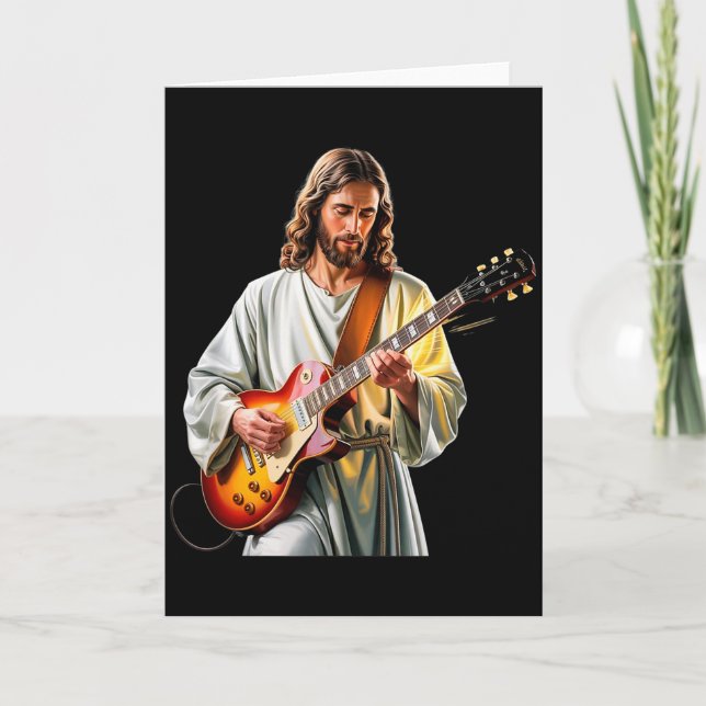 Jesus rockar med gitarr - Roligt kristet rock C Kort (Framsida)