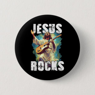 Jesus rockar med gitarr - Roligt kristet rockkyrka Knapp