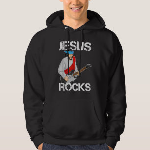Jesus rockar på elgitarr hoodie