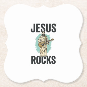 Jesus Rocks Gitarr Vintage Kristall Gravyr Des Underlägg Papper